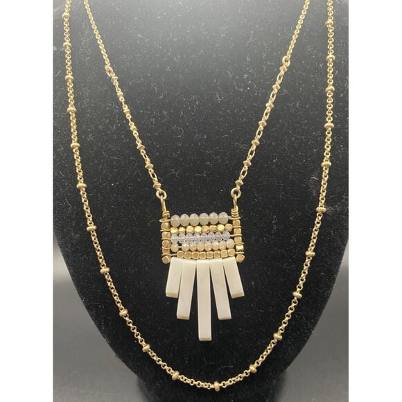Bella Jack Jewelry - Vintage Necklace Bohemian Signed Bella Jack White Stone Crystal 2 Strand 32”